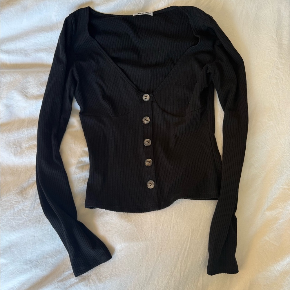 Reformation Ribbed Button-Up Top